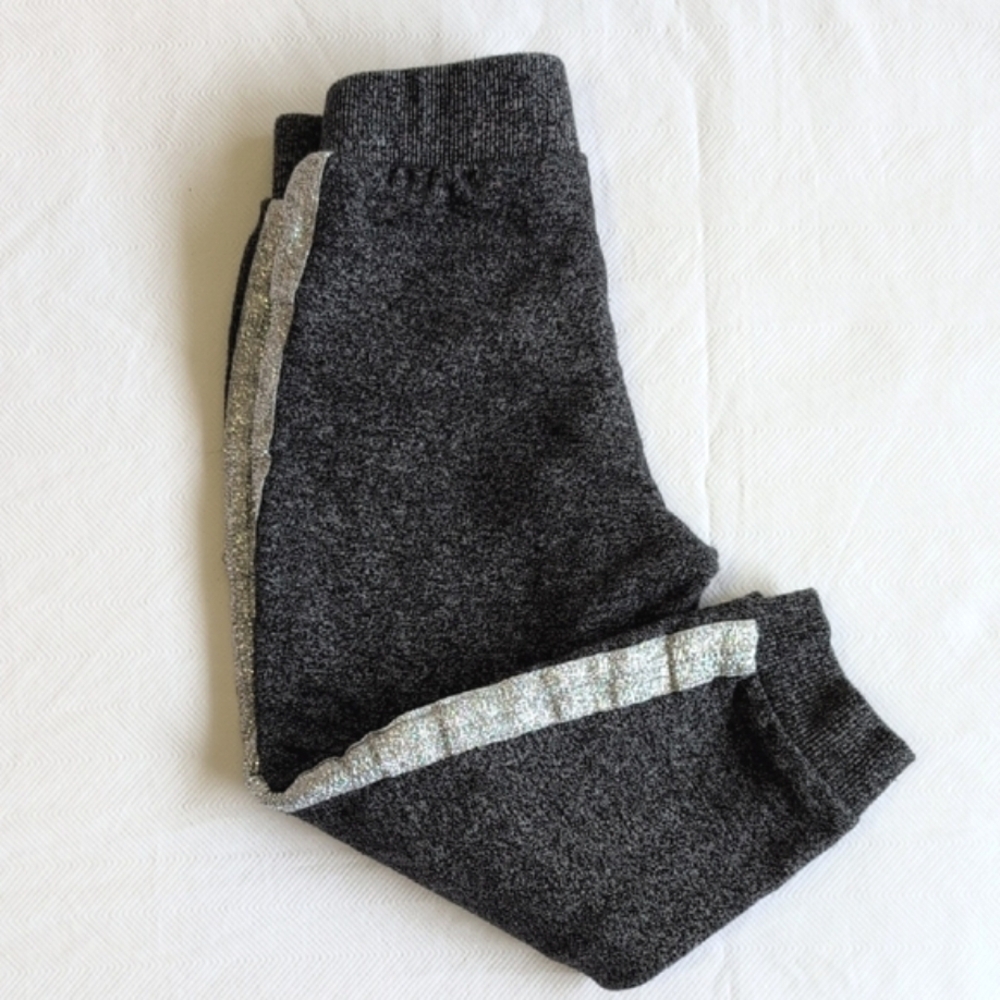 DKNY heather gray joggers sweatpants with silver track stripes 2T toddler girls